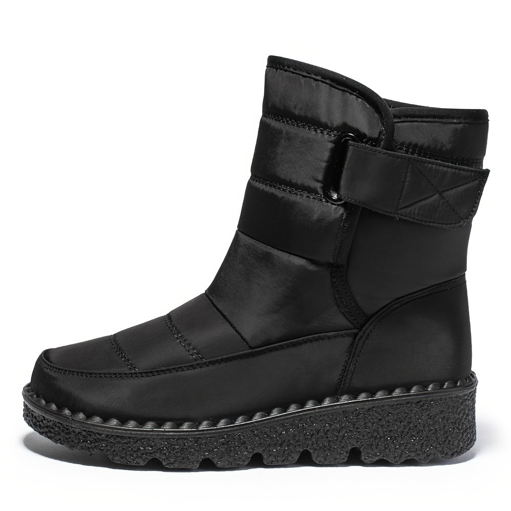 Fur Lined Thermal Slip On Snow Boots Round Toe Solid Winter Boots
