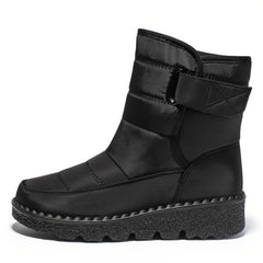Fur Lined Thermal Slip On Snow Boots Round Toe Solid Winter Boots
