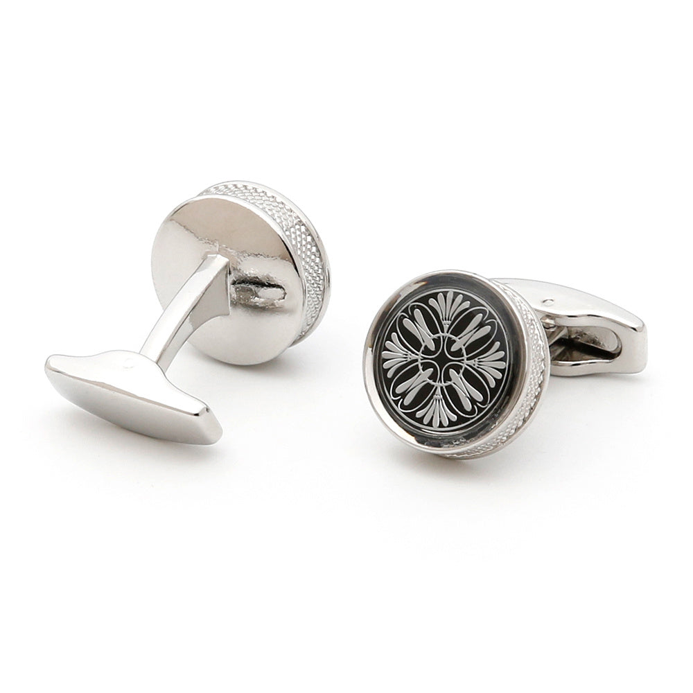 Retro Pattern Silver Men's Cufflinks