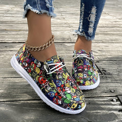 Colorful Skeleton Ghost Print Shoes Lightweight Sport Flat