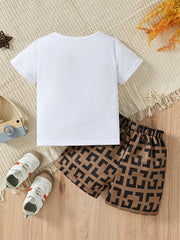 Boys Crossbody Bag Print T-shirt & Shorts Set
