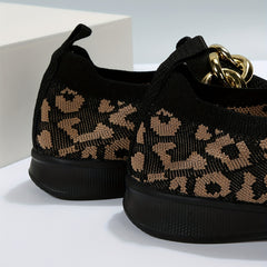 Women's Mesh Slip On Sneakers with Metallic Chain Decor Lightweight Shoes