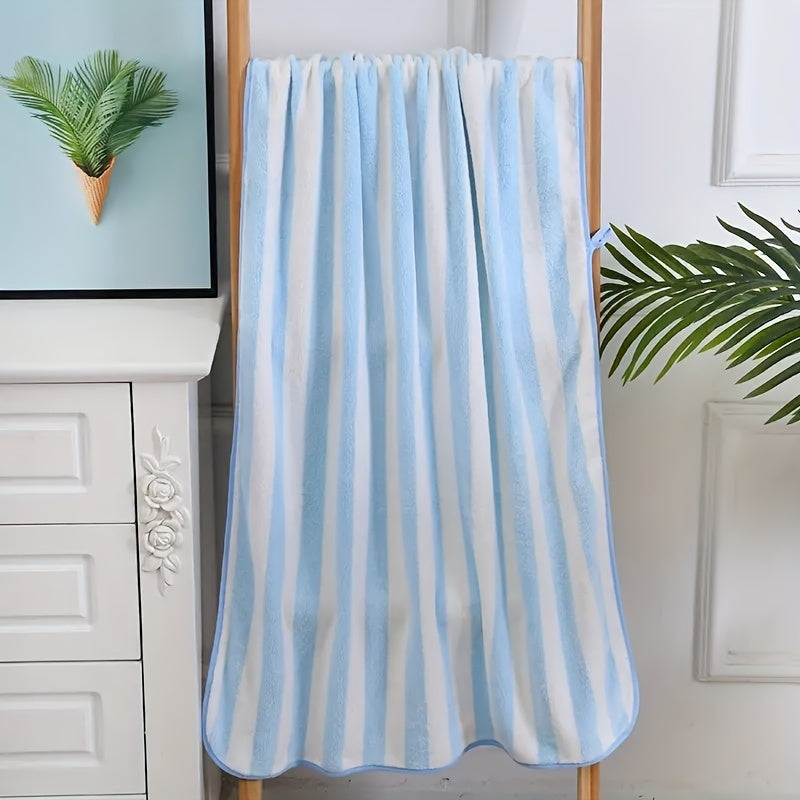 2pcs Striped Coral Fleece Towel Set for Bathroom and Home