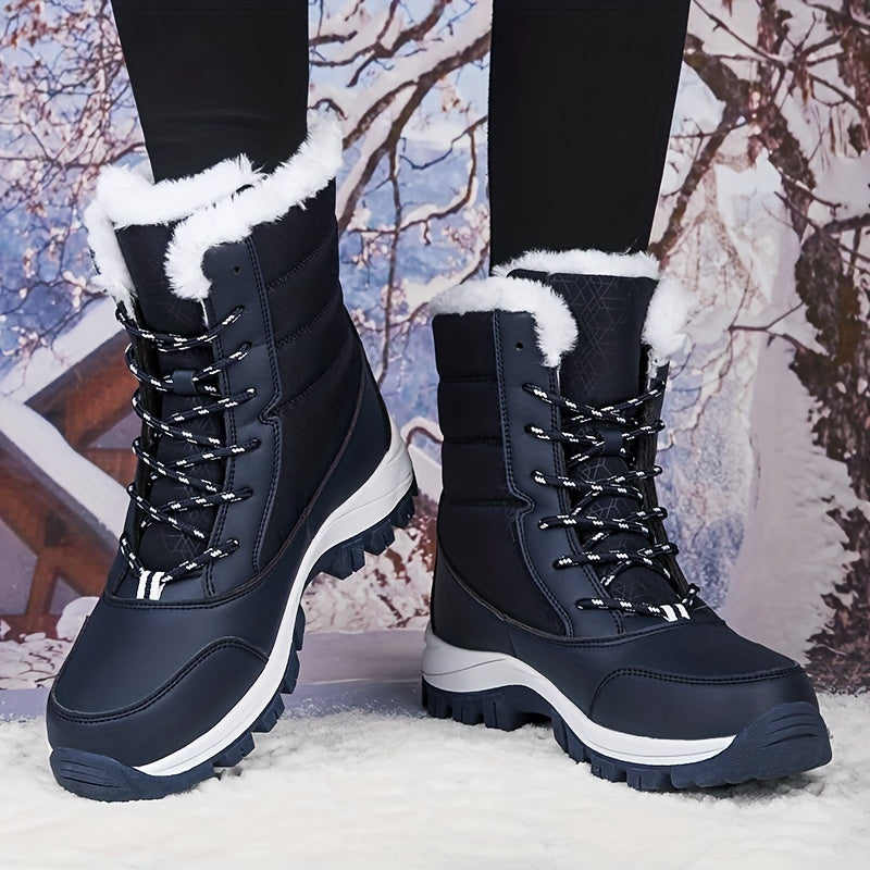 Women's Snow Boots Lace Up Platform Comfortable Walking Shoes