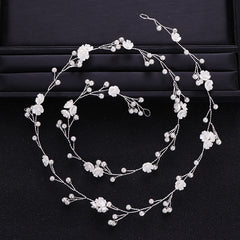 Faux Pearl Flower Head Piece Bridal Headband