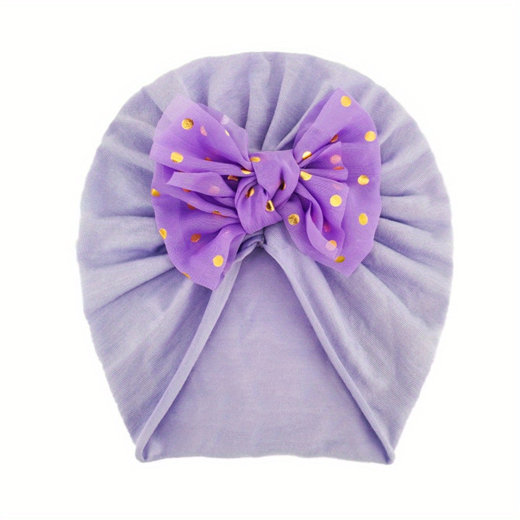 Bowknot Elastics Baby Hat Cap Polka Dot Beanie In Candy For Boys And Girls