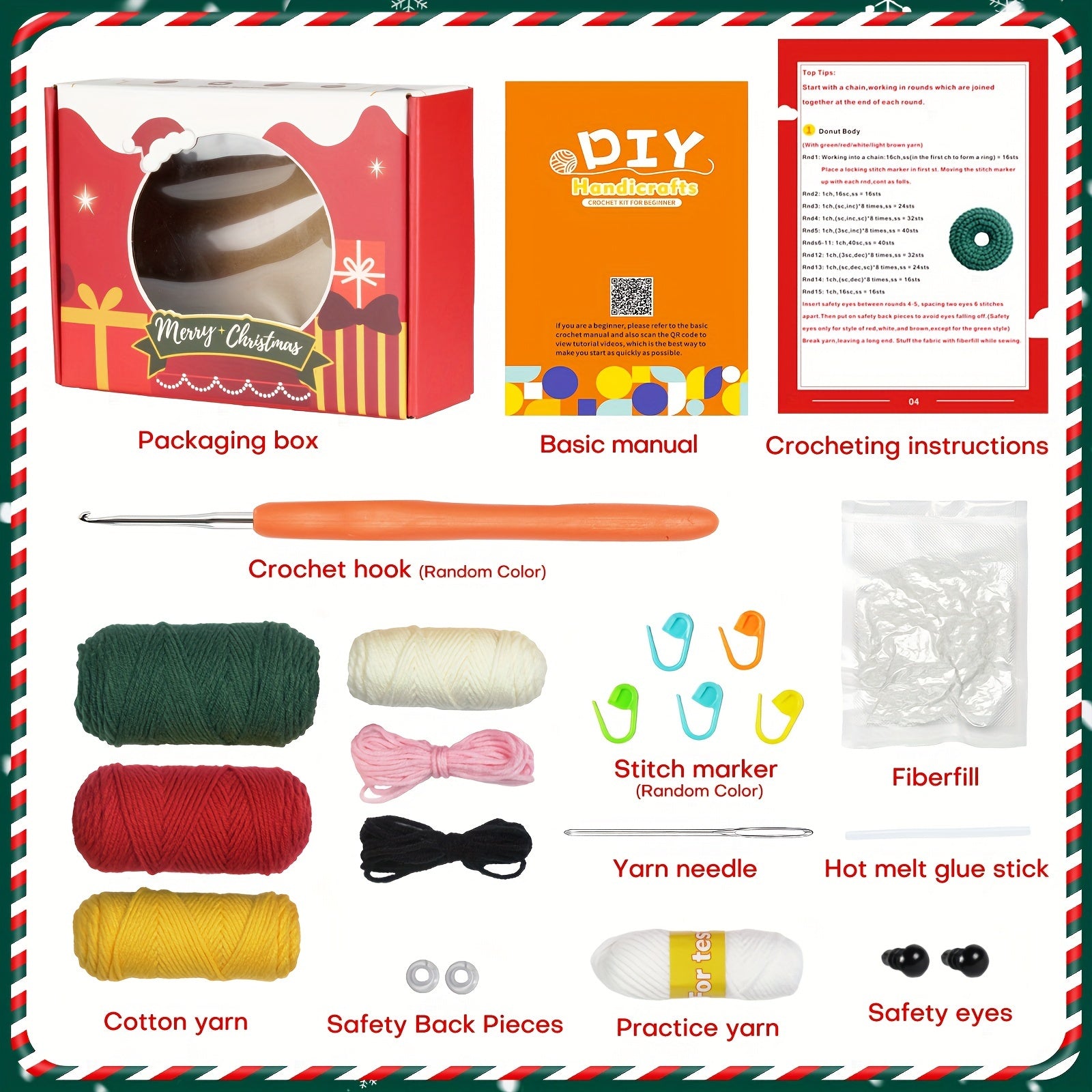 DIY Crochet Doll Set Christmas Puppy Materials Adorable Dolls