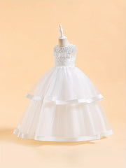 Princess Lace Mesh Fluffy Skirt Dress for Flower Girl
