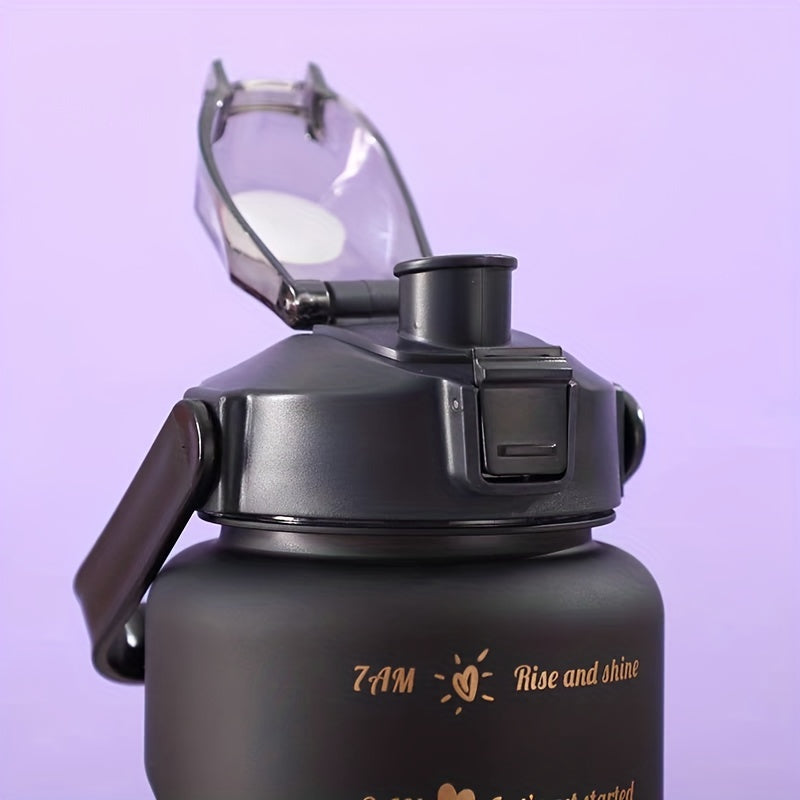 Gradient Leakproof Straw Water Bottle with Time Scale for Outdoor Sports