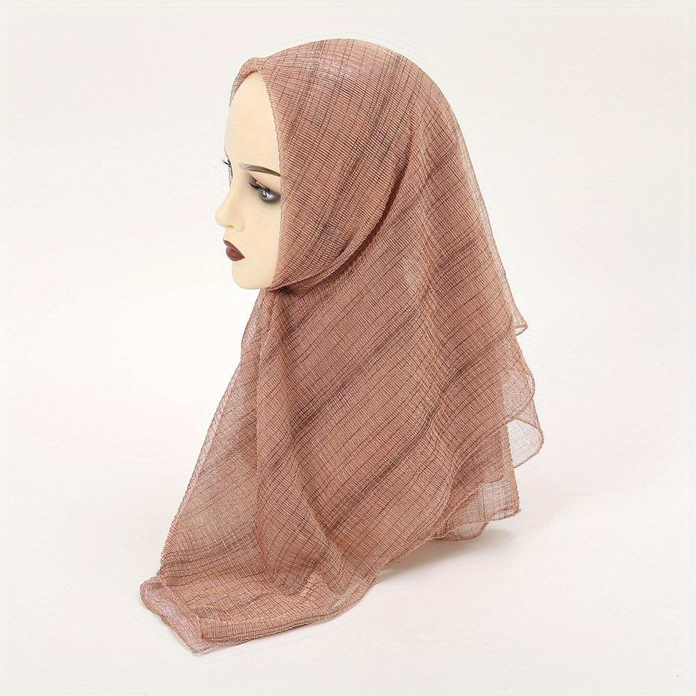 Solid Hot Stamping Scarf Thin Breathable Hijab Shawl Classic Head Wrap Women Tur