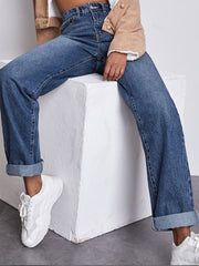 High Waist Straight Jeans Loose Fit Denim Pants