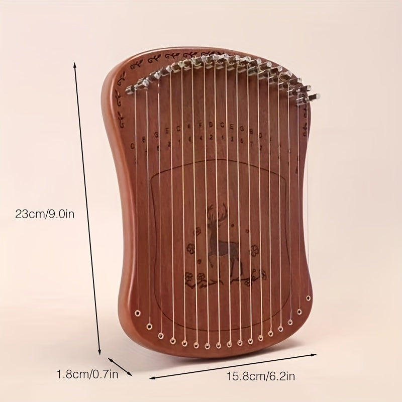 17 Tone Mini Harp Lyre Organ with Accessories