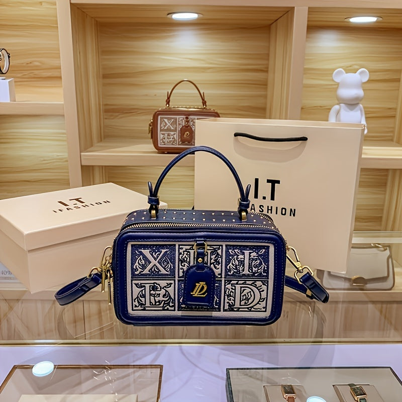 Vintage Embossed Crossbody Bag Embroidered Shoulder Handbag