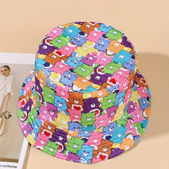 1pc Bear Bucket Hat Double sided Wearable Sunshade Sunscreen