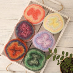 6pk Rainbow Gradient Mohair Yarn for DIY Knitting & Crocheting