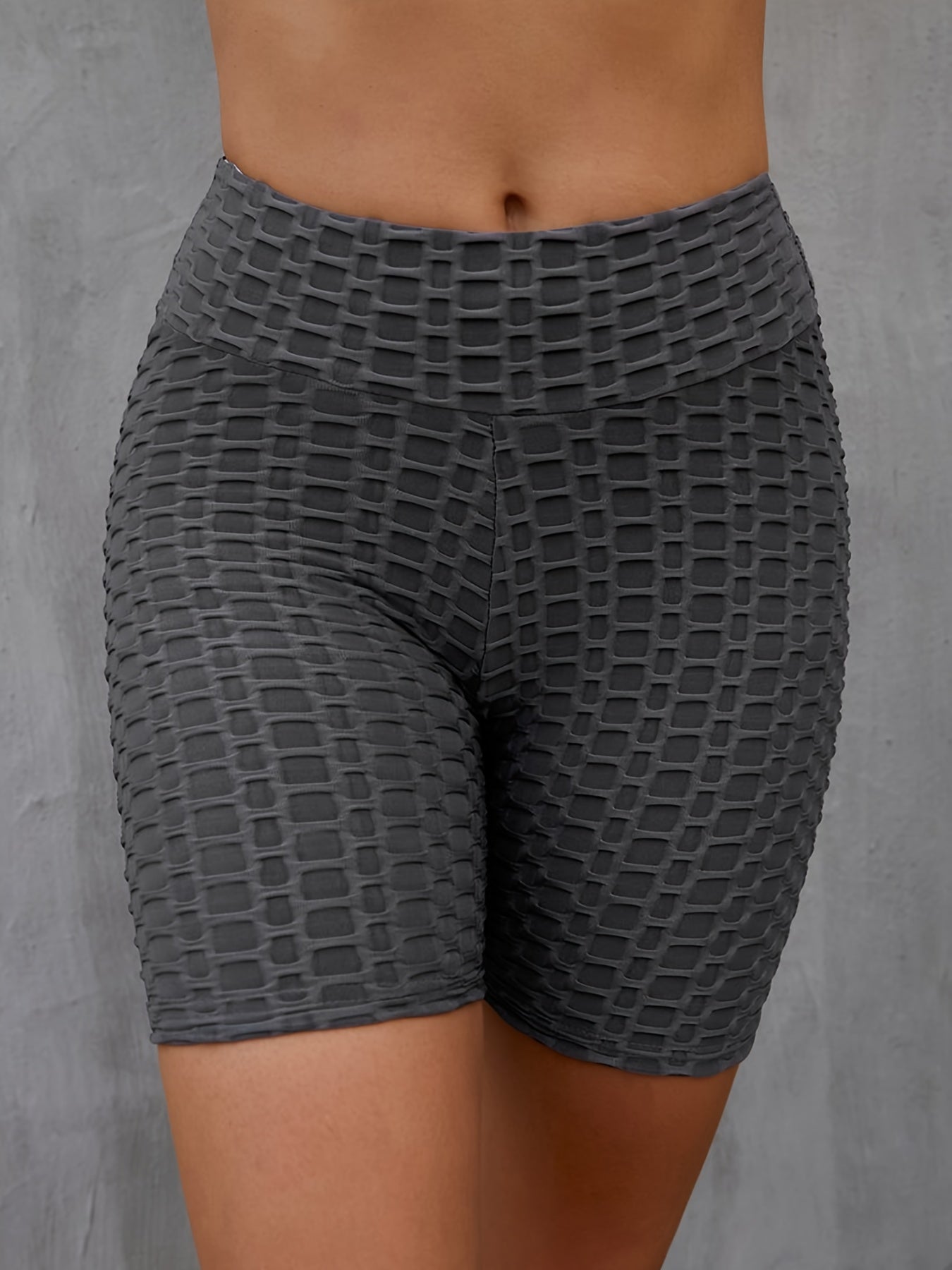 Honeycomb Textured Yoga Shorts High Waist Fitness Gym Exercise Women's Activewea