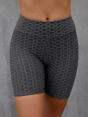 Honeycomb Textured Yoga Shorts High Waist Fitness Gym Exercise Women's Activewea