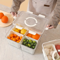 Kitchen Storage Box for Vegetables and Fruits, Fresh-keeping, Sub-grid Drain Box
