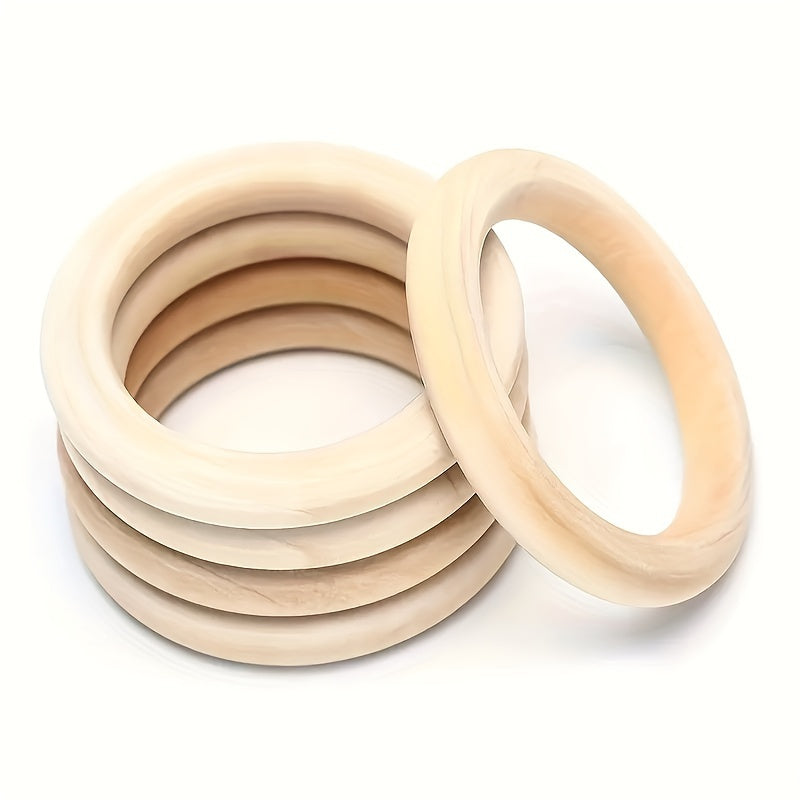 10PCS Wooden Rings for Crafts Macrame Natural Wood Circle Beads