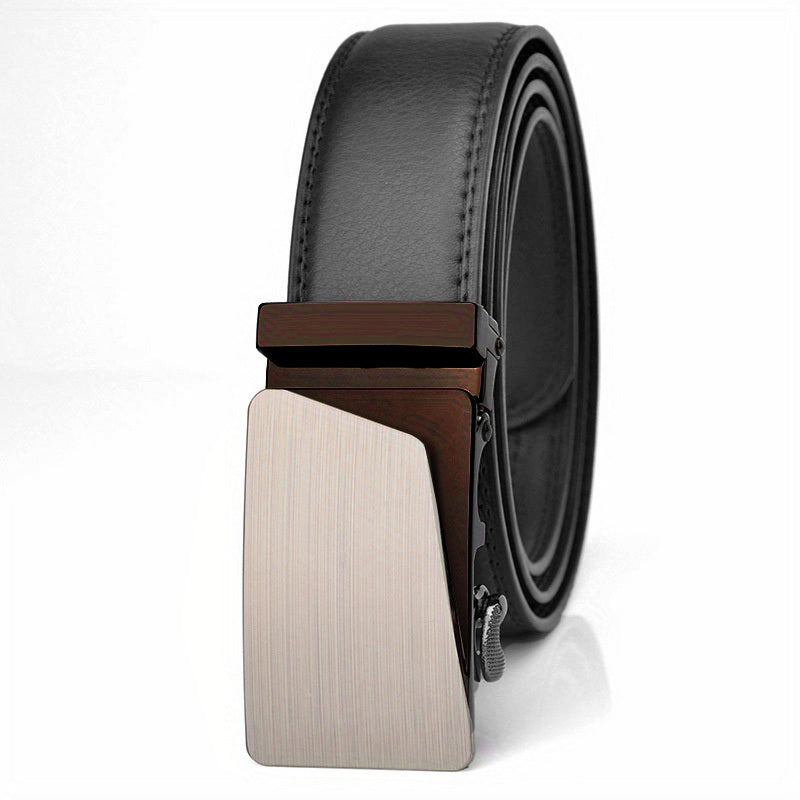 Men's Leather Belt with Metal Automatic Buckle