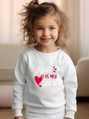 Girls Letters Pattern Crew Neck Long Sleeve Sweatshirt