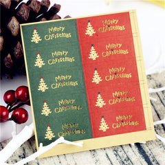Festive Christmas Tree Red & Green Gift Stickers - Set of 50