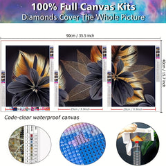 3pcs 5D DIY Diamond Painting Abstract Flower Full Diamond Painting