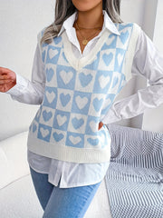 Sleeveless V-Neck Sweater Vest Loose Knit Casual Fall Winter