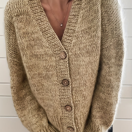 Solid Button Up Long Sleeve Cardigan