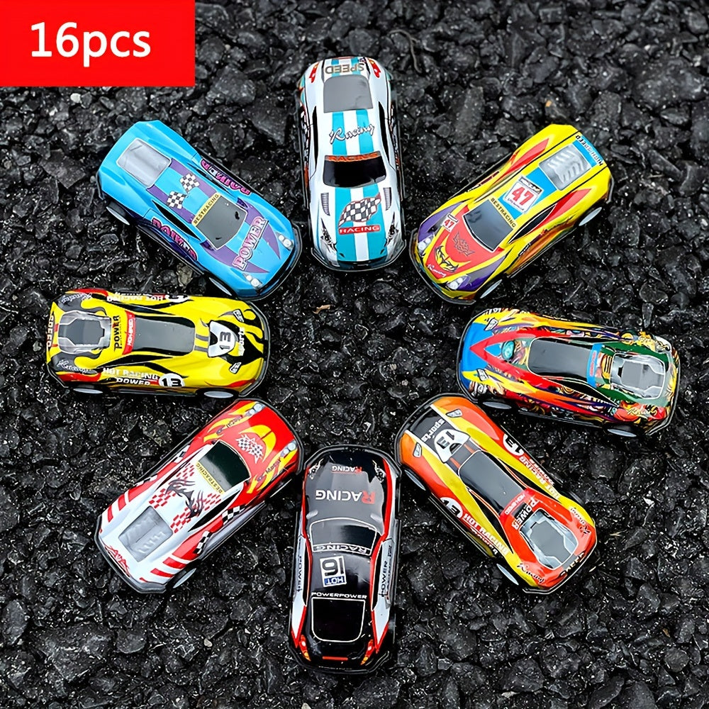 16pcs Pull Back Cars For Kids Mini Vehicles Toy Bulk Party Favor Race Cars Toys