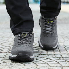 Men's Solid Hiking Shoes Non Slip Lace Up Sneakers