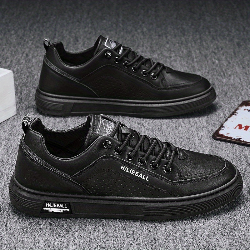 Men's Lace Up Sneakers Casual PU Leather Walking Shoes