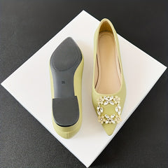 Women's Rhinestone Slip On Chunky Heel Shoes
