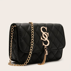 Chain Crossbody Bag Quilted Square Flap Purse Tassel Shoulder Bag