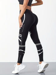 Stripes High Waist Yoga Pants Tummy Control Hip Lifting Leggings