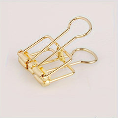 5pcs Office Storage Book Clip Stationery File Clip Metal Hollow Long Tail Clip