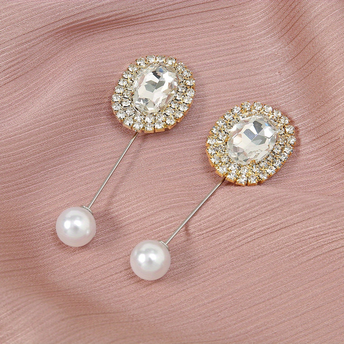 Faux Pearl Rhinestone Pin Brooches for Scarf & Shirt Dresses