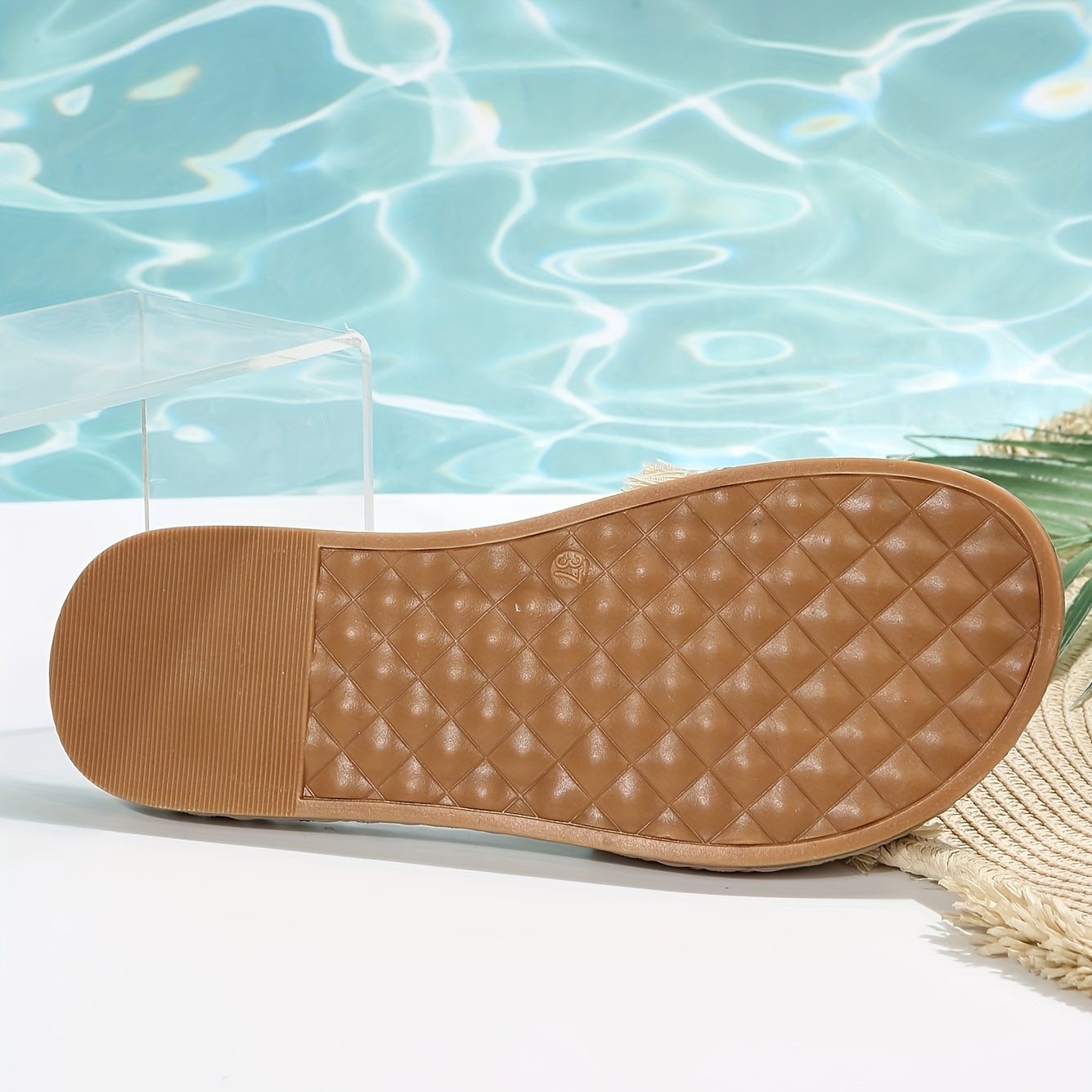 Women's Straw Beach Slippers Breathable Outdoor Slippers