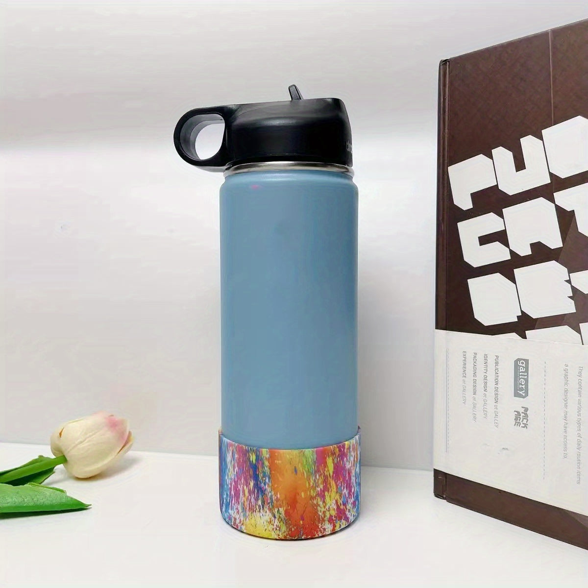 Colorful Pattern Print Cup Boot Cover 7.2 inch Silicone Non-slip Sleeve