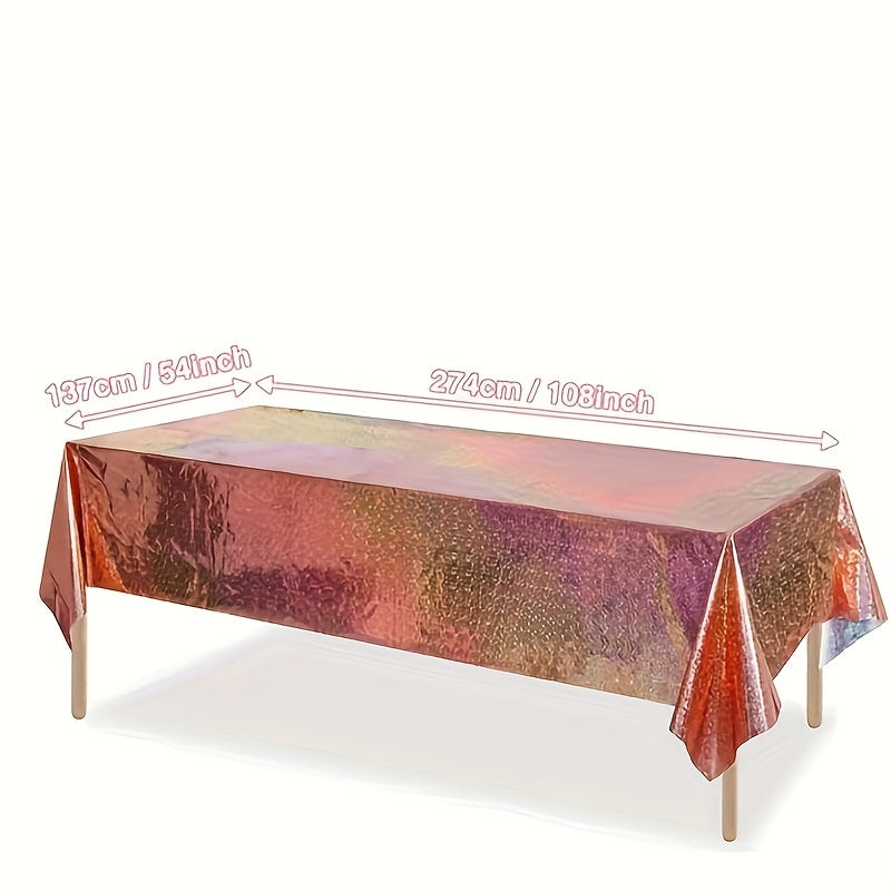 Disposable Laser Rainbow Aluminum Foil Tablecloth for Wedding Celebration