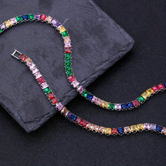 Colorful Cubic Zirconia Chain Necklace For Girls