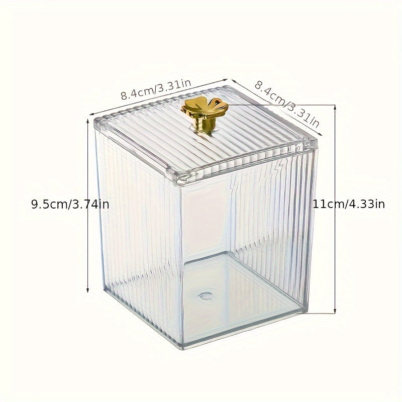 Acrylic Cotton Swabs Jar Holder - Clear Vanity Makeup Organizer