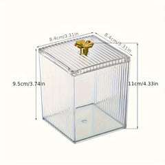 Acrylic Cotton Swabs Jar Holder - Clear Vanity Makeup Organizer