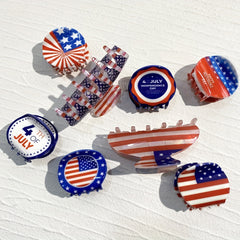 Patriotic Acrylic Hair Claw Clip American Flag Hair Grip Clip Women Independence