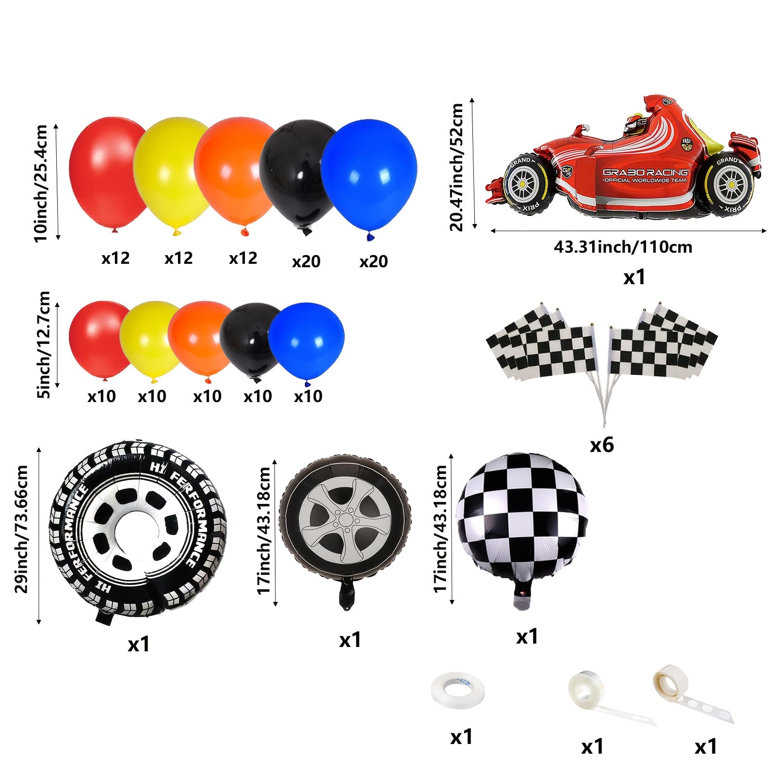 140pcs Racing Theme Party Balloon Set