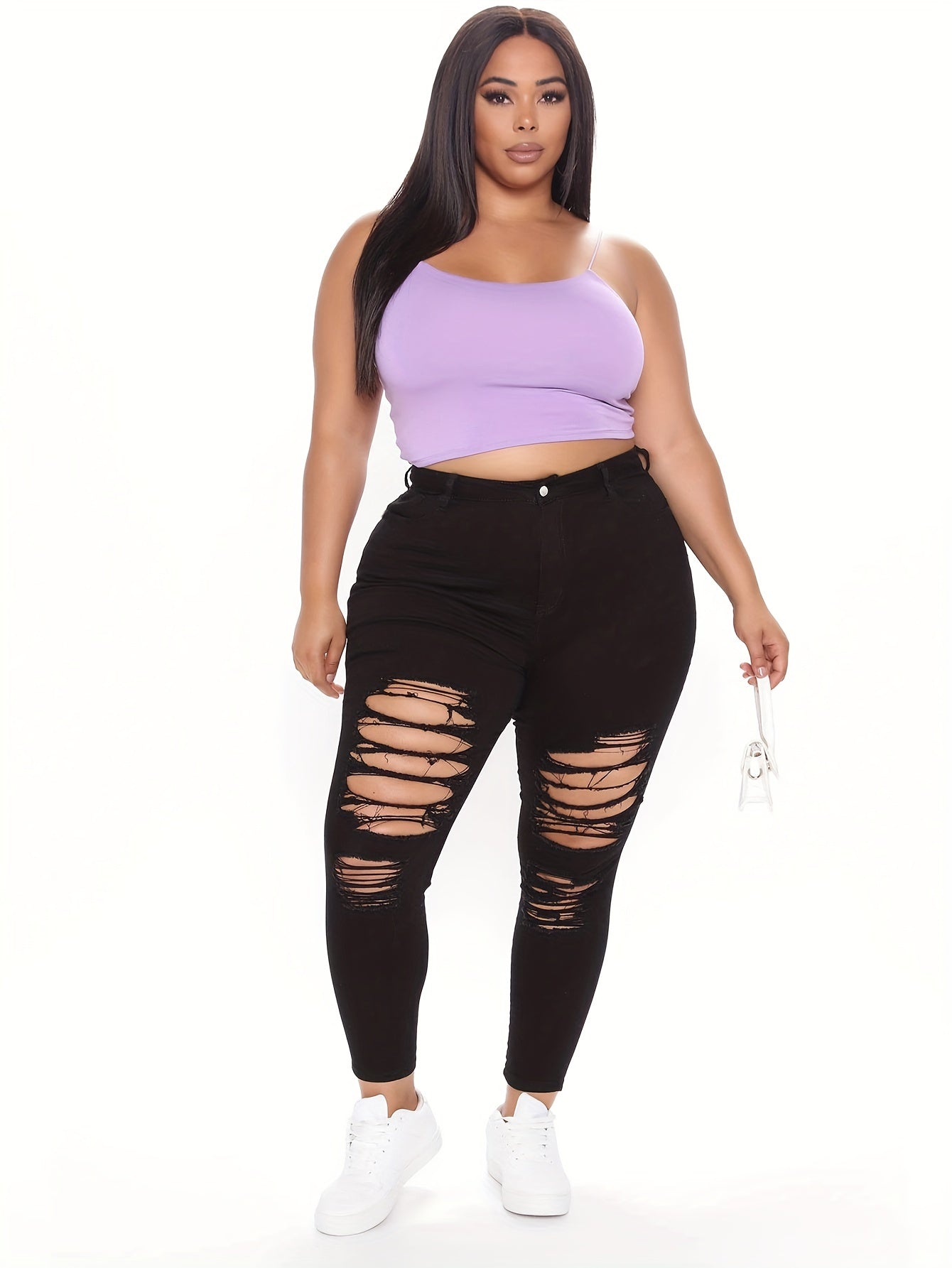 Casual Ripped High Rise Skinny Jeans