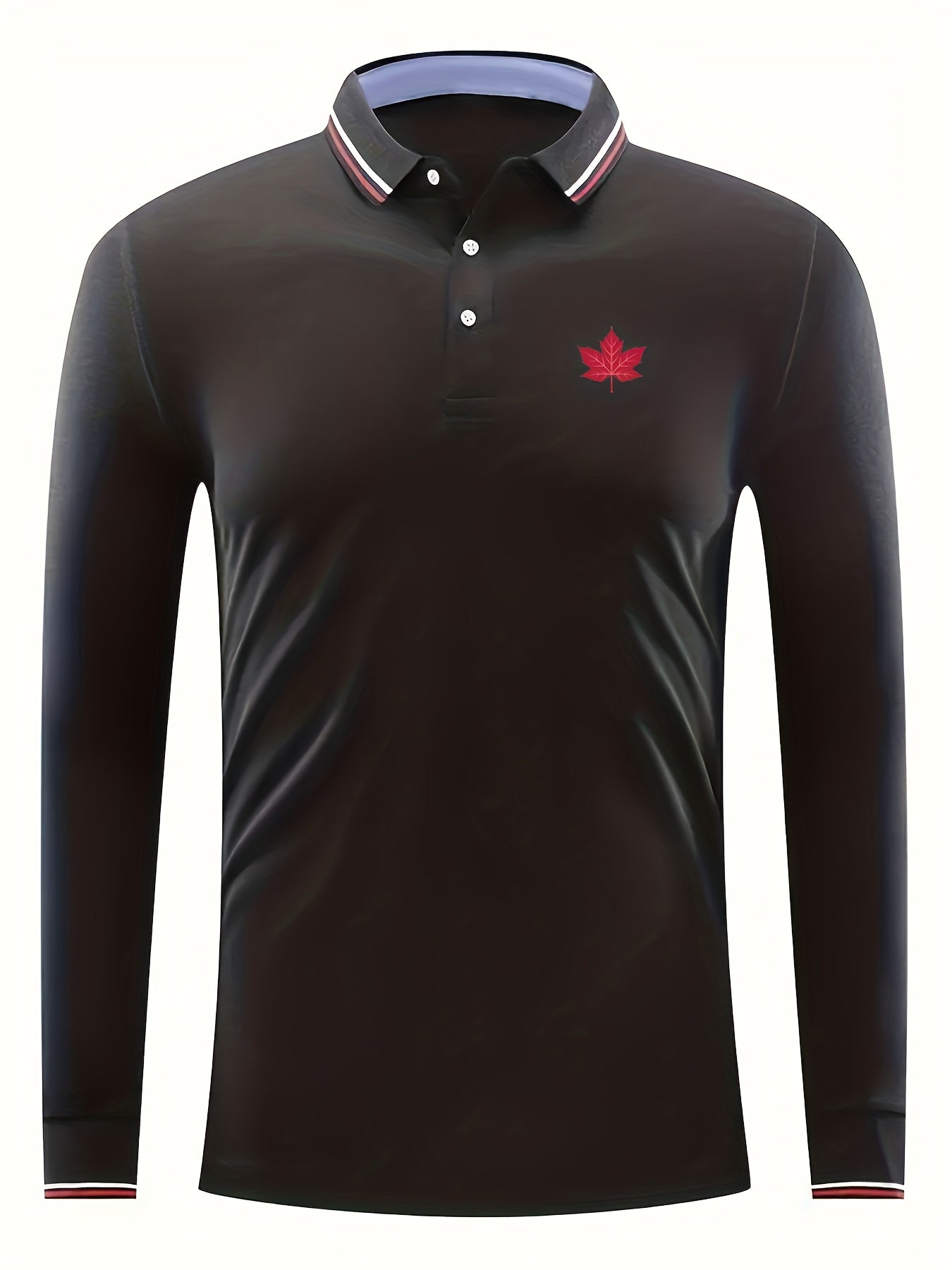 Maple Leaf Print Men's Lightweight Polo Shirt