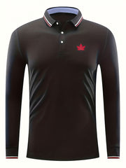 Maple Leaf Print Men's Lightweight Polo Shirt
