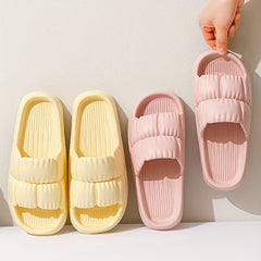 Women's Soft Pillow Slides Open Toe Slippers Comfortable Non slip Indoor Shoes