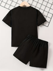 2pcs Boys California Print Tee & Shorts Set Summer Outfits